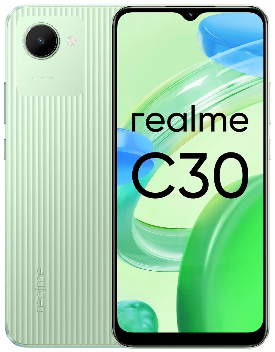 Смартфон Realme C30 4/64 ГБ Зеленый в Челябинске купить по недорогим ценам с доставкой